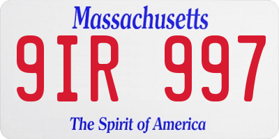 MA license plate 9IR997