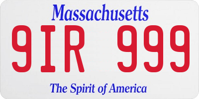 MA license plate 9IR999