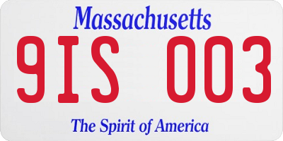 MA license plate 9IS003