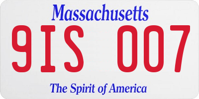 MA license plate 9IS007