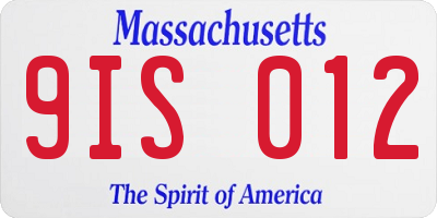MA license plate 9IS012