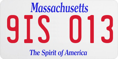 MA license plate 9IS013
