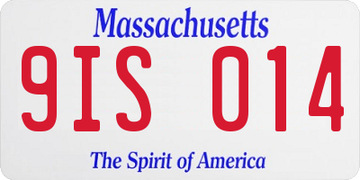 MA license plate 9IS014