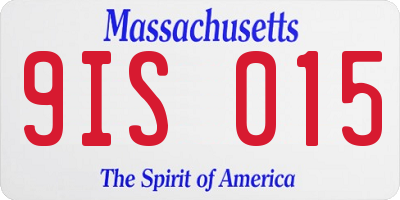 MA license plate 9IS015