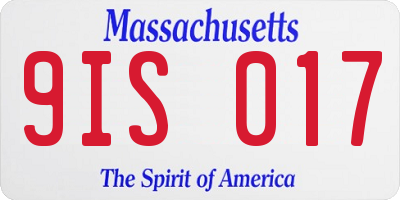 MA license plate 9IS017