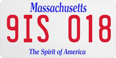 MA license plate 9IS018