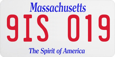 MA license plate 9IS019