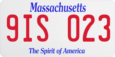 MA license plate 9IS023
