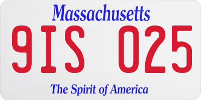 MA license plate 9IS025