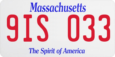 MA license plate 9IS033