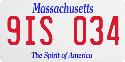 MA license plate 9IS034