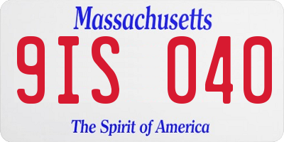 MA license plate 9IS040