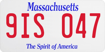 MA license plate 9IS047