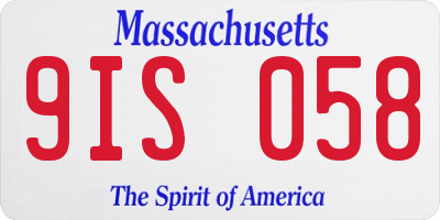 MA license plate 9IS058