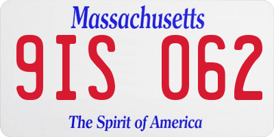 MA license plate 9IS062