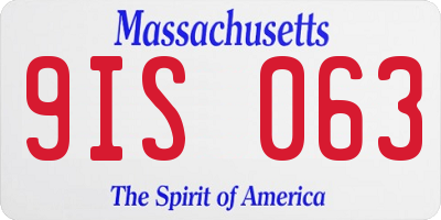MA license plate 9IS063