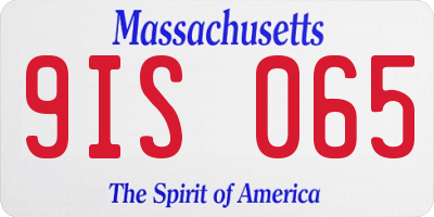 MA license plate 9IS065