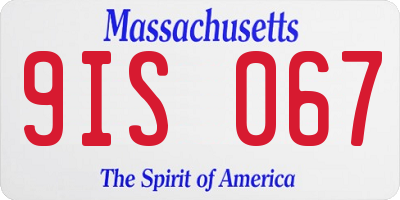 MA license plate 9IS067