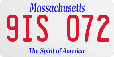 MA license plate 9IS072