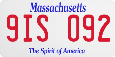 MA license plate 9IS092