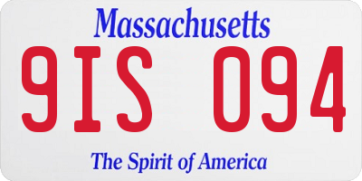 MA license plate 9IS094