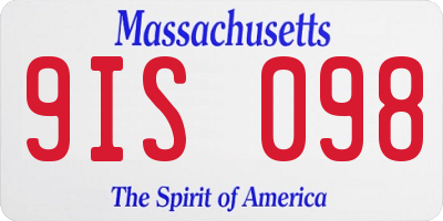 MA license plate 9IS098