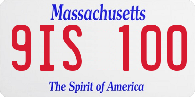 MA license plate 9IS100