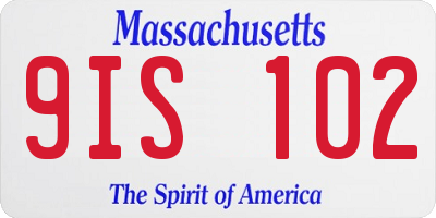 MA license plate 9IS102