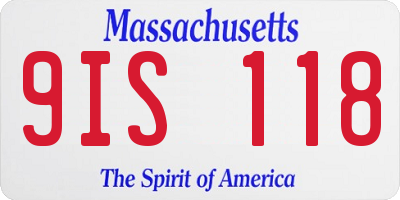 MA license plate 9IS118