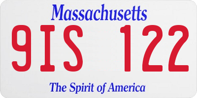 MA license plate 9IS122