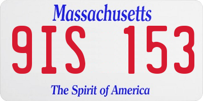 MA license plate 9IS153