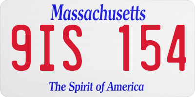 MA license plate 9IS154