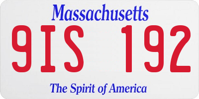 MA license plate 9IS192