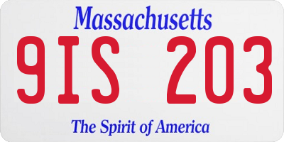 MA license plate 9IS203