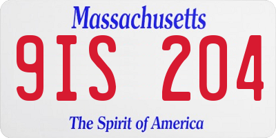 MA license plate 9IS204