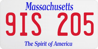 MA license plate 9IS205