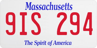 MA license plate 9IS294