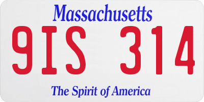 MA license plate 9IS314