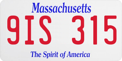 MA license plate 9IS315