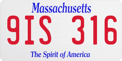 MA license plate 9IS316