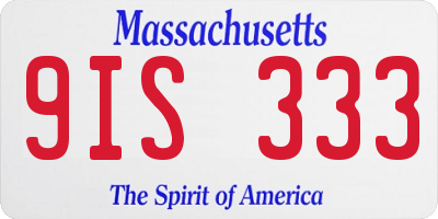 MA license plate 9IS333