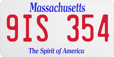 MA license plate 9IS354