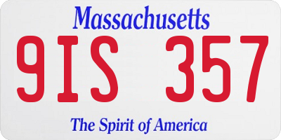 MA license plate 9IS357