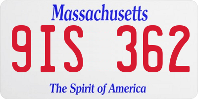 MA license plate 9IS362