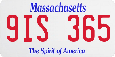 MA license plate 9IS365