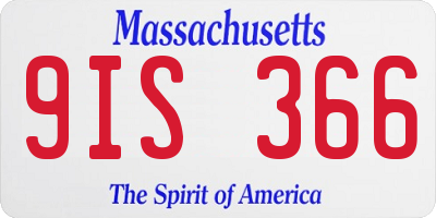 MA license plate 9IS366