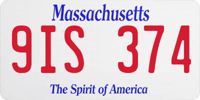 MA license plate 9IS374