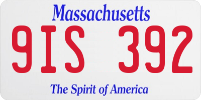 MA license plate 9IS392
