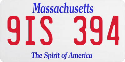 MA license plate 9IS394