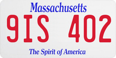MA license plate 9IS402